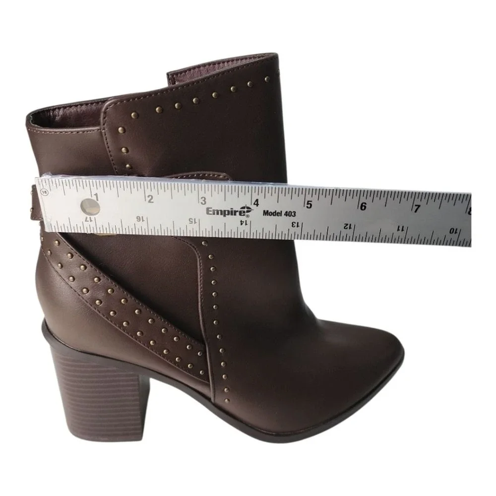 Orly Ankle Boot Women 10W Brown Studded Buckle Edgy Chic 00216712